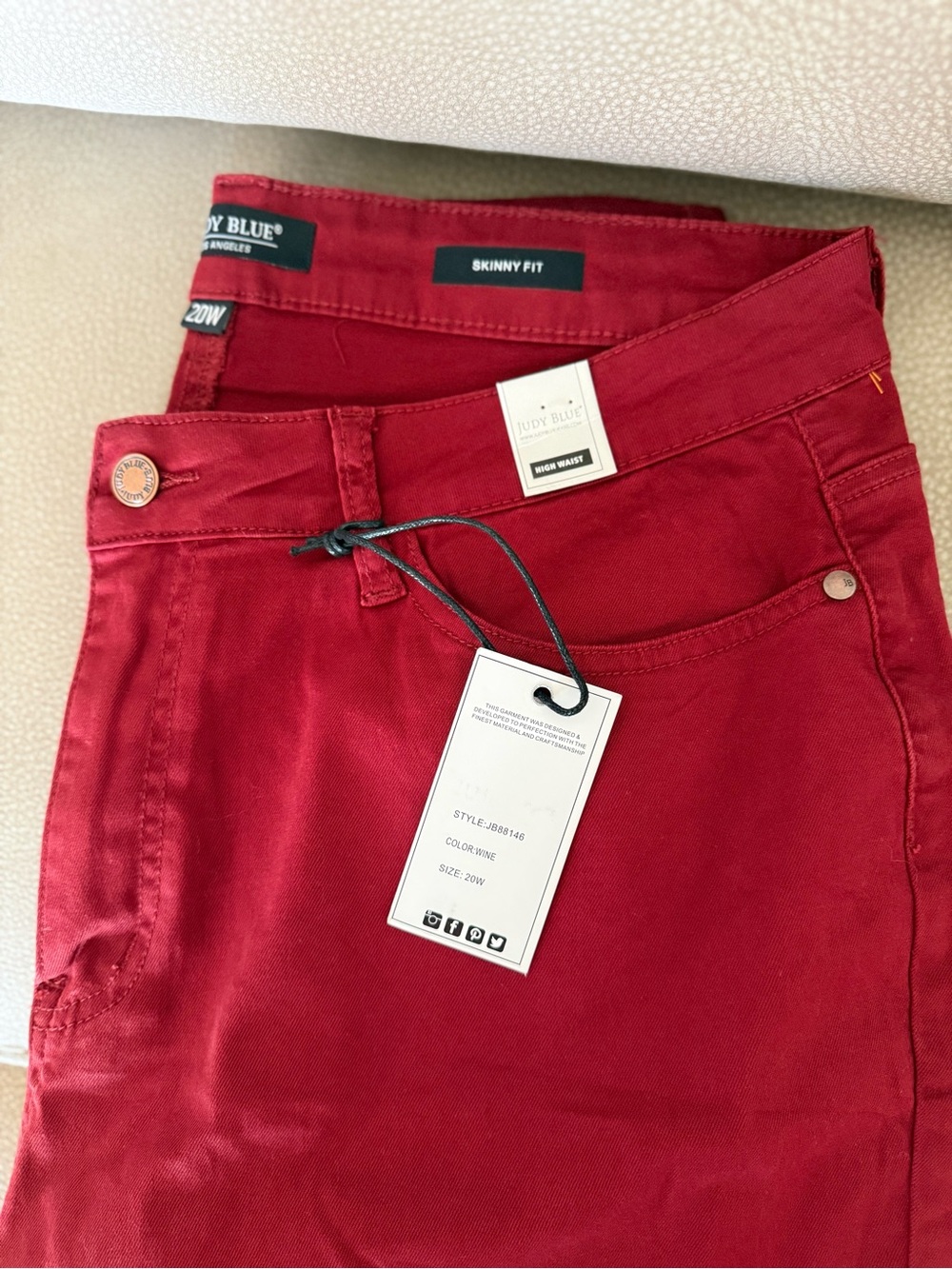 Judy Blue Dark Red High Waist Skinny Jeans